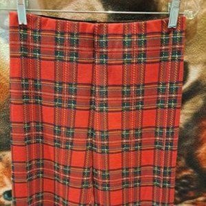 Red plaid pants / leggings revamped NWT